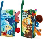 hahaland Baby Books 0-6 Months 2PCS Baby Toys 6 to 12 Infant Touch Feel First Cloth Crinkle Soft Books 0-3-6-12-18 Months Baby Boy Girl Shower Gifts Set for Newborn Baby Sensory Learning Stroller Toys